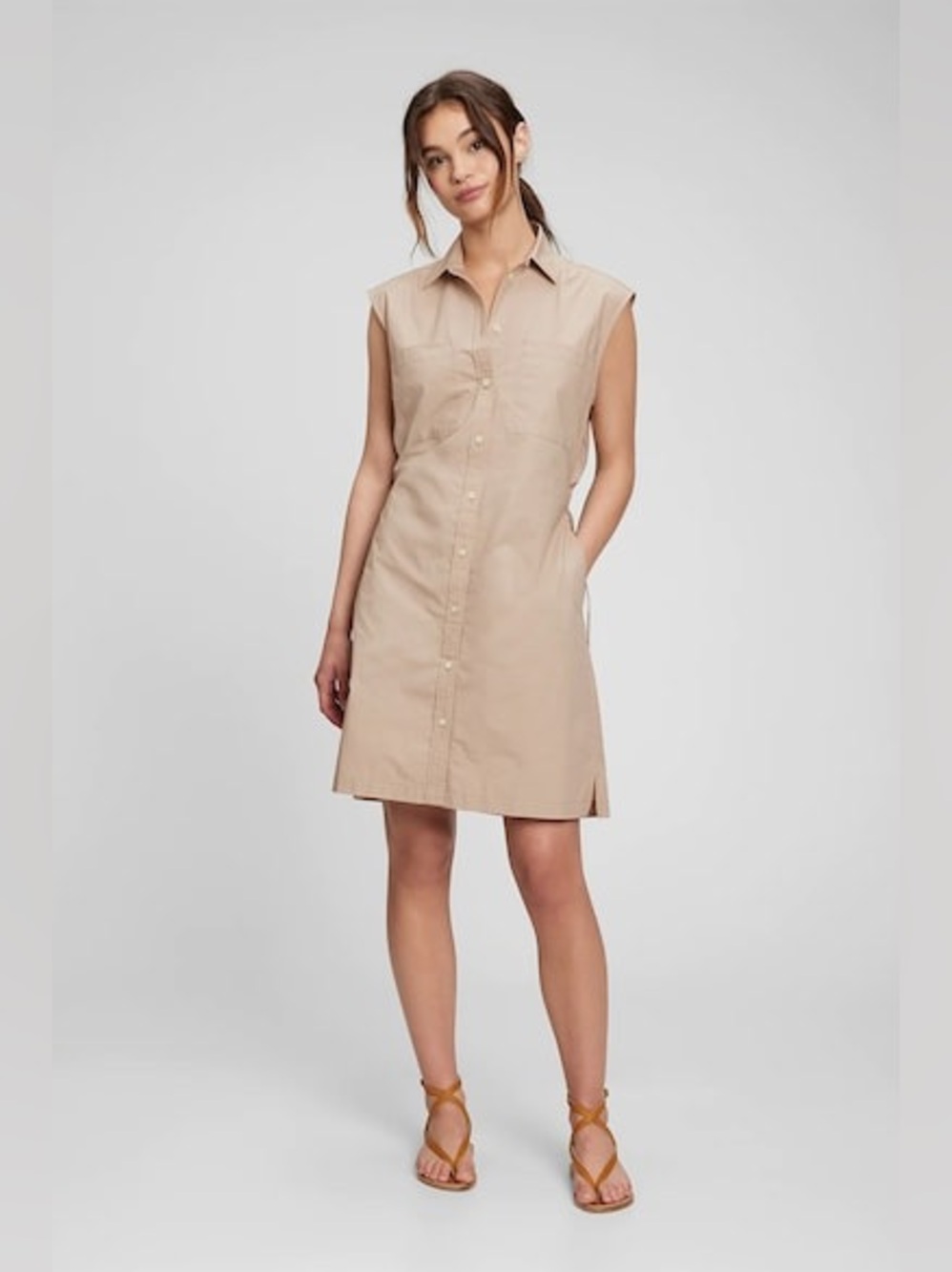 NWOT - GAP Utility Sleeveless Shirtdress in Golden Khaki - Size S